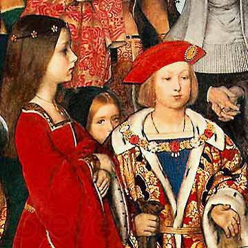 Richard Burchett Erasmus of Rotterdam visiting the children of Henry VII at Eltham Palace in 1499 and presenting Prince Henry with a written tribute. Norge oil painting art